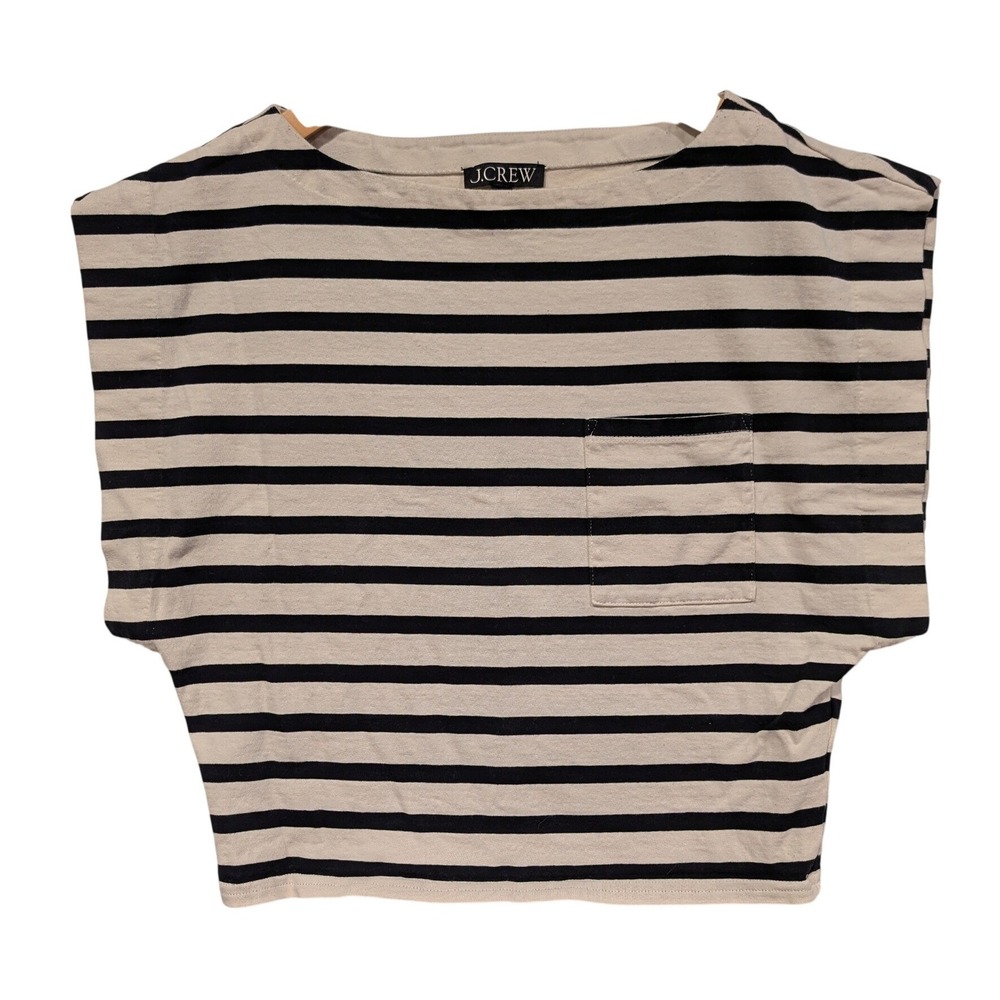 J.Crew Striped Boatneck Muscle Tee Medium French Girl‎ Nautical Coastal Parisian